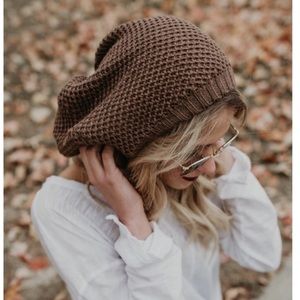 Waffle Knit Slouch Beanie Hat